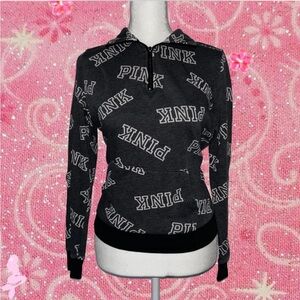 Victoria's Secret PINK Black Graphic Quarter Zip